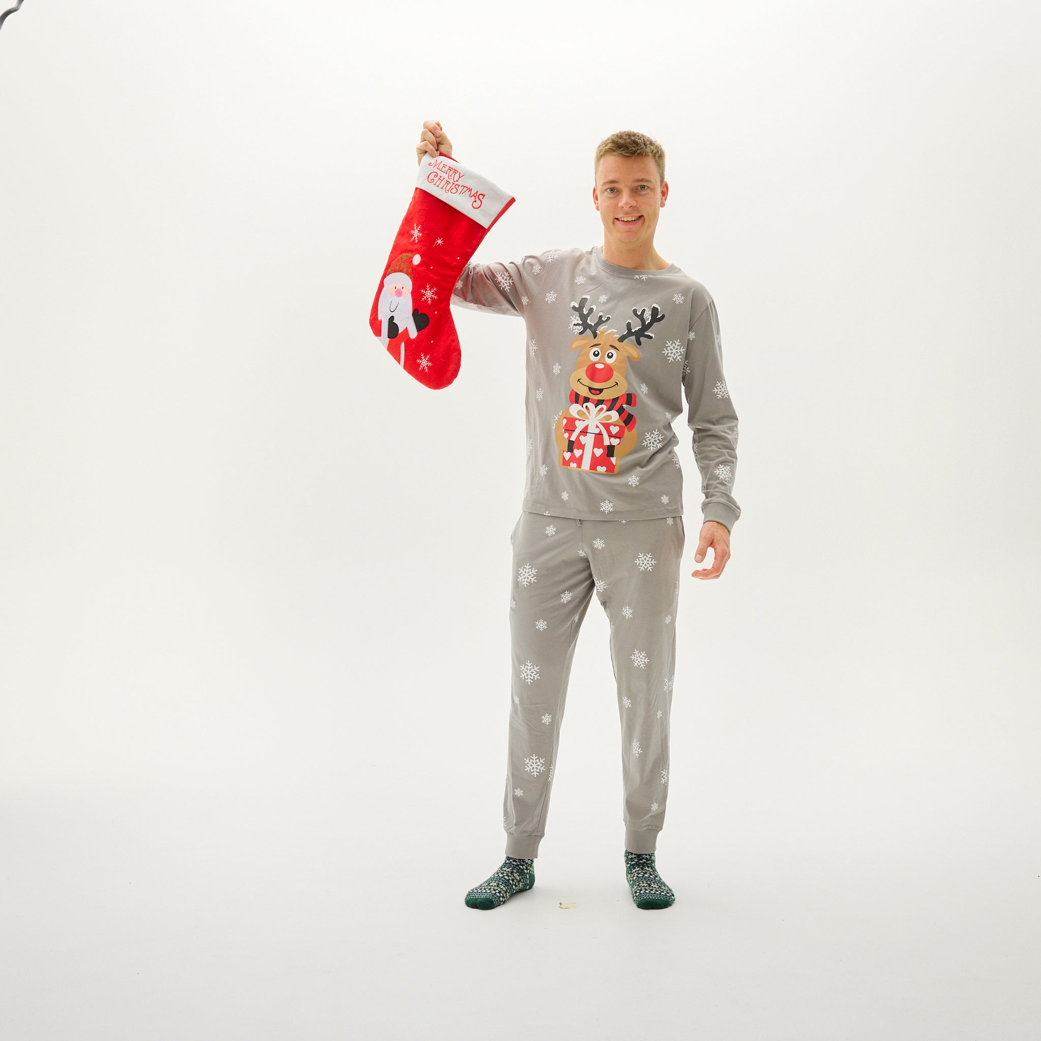 Rudolfs Cute Julpyjamas Grå - Herr.